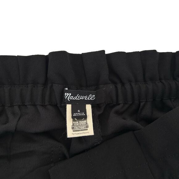 Madewell Black Drapey Drawstring Paperbag Pants Sz 4 - Picture 2 of 8